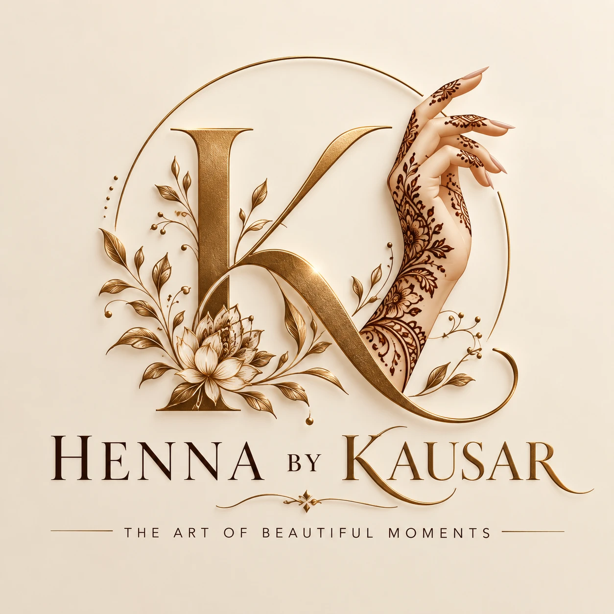 Henna By Kausar luxury gold henna logo